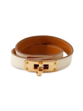 Hermes Bracelet Kelly Double Tour Cles Pink Gold Epsom T2